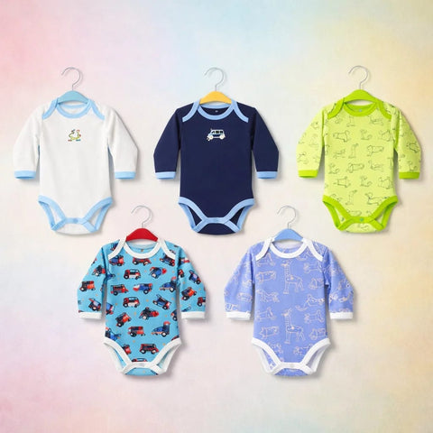 LO - Pack of 5 - Long Sleeve Bodysuits - Dino Kingdom