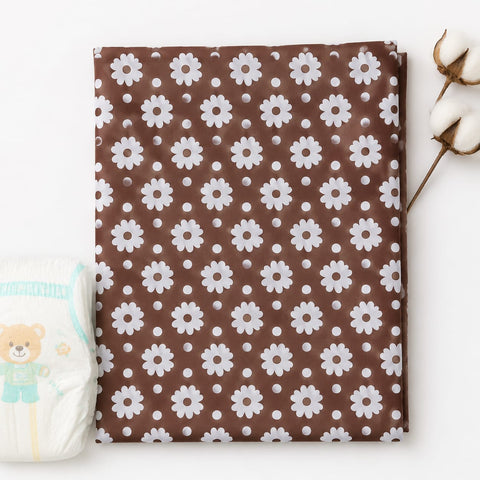 Baby Diaper Changing Mat - Brown - Flowers & Circles