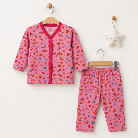 Cotton Jersey Night Suit - Pink - Floral - 26 - TBS