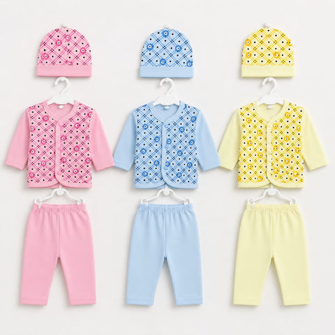 Newborn Cotton Jhabla Set - Pack of 3 - BPY - Bear & Hearts