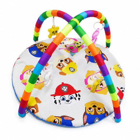 Baby Play Gym Mat with Hanging Toys for 0–12 Months - Grey Puppy | Infant Activity Play Mat