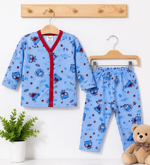Cotton Jersey Night Suit - Sky Blue - Characters - 26 - TBS