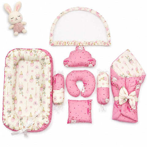 Cotton - 8 Pieces - Snuggle Bed - Pink - Hearts Character - 26