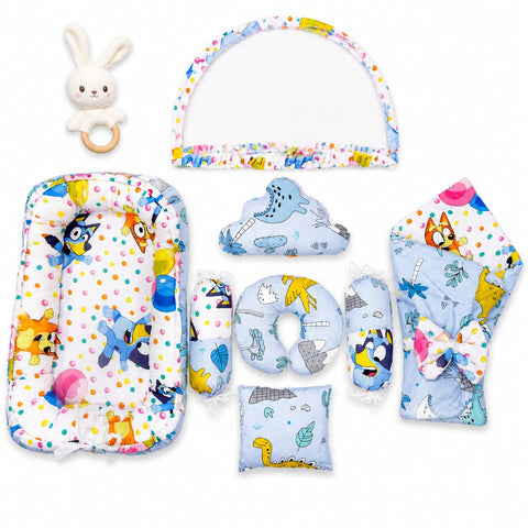 Cotton - 8 Pieces - Snuggle Bed - Blue - Paw - 26