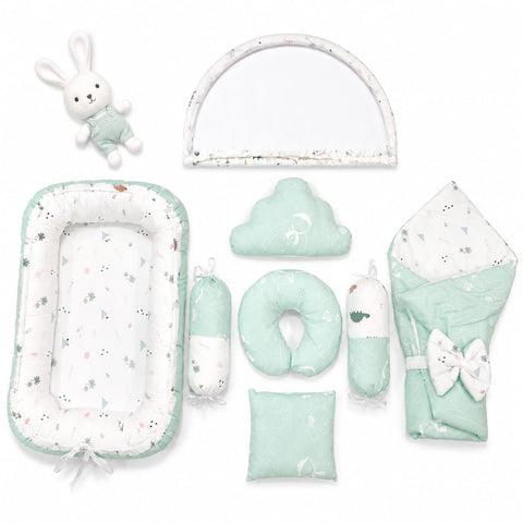 Cotton - 8 Pieces - Snuggle Bed - Light Green - Characters - 26