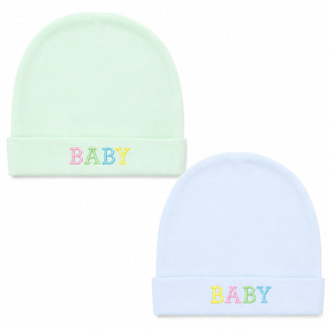 Newborn Cotton Caps - Pack of 2 - Blue & Green - Baby