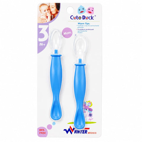 Silicone Spoon Set - Pack of 2 - Blue - Cute Duck