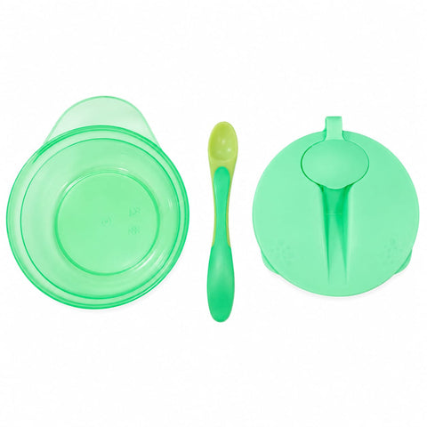 Infant Plastic Feeding Set - 2 Pieces - Green