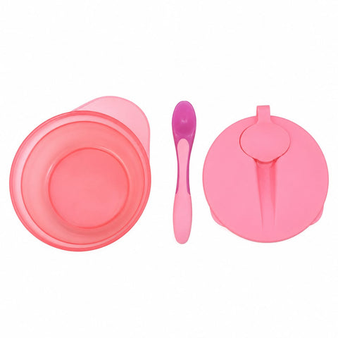 Infant Plastic Feeding Set - 2 Pieces - Pink