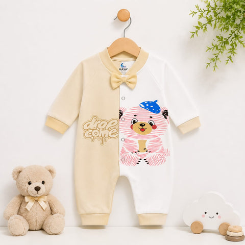 Open Feet Cotton Fashion Romper - Yellow - Drop