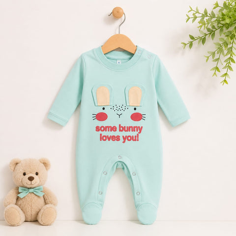 Close Feet Cotton Fashion Romper - Blue - Cute Bunny