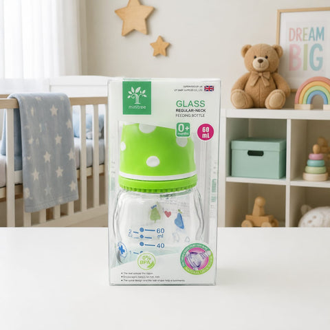 Regular Neck Glass Feeding Bottle - Green - ZR-039