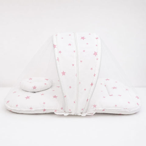 Mosquito Bed Net - White & Pink - Stars - 26