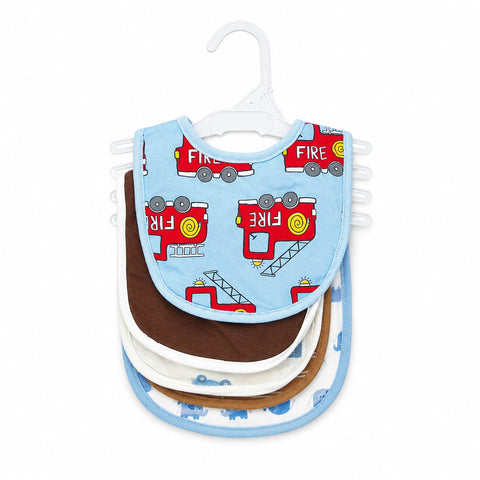 Pack of 5 Infant Bibs - Blue - Fire