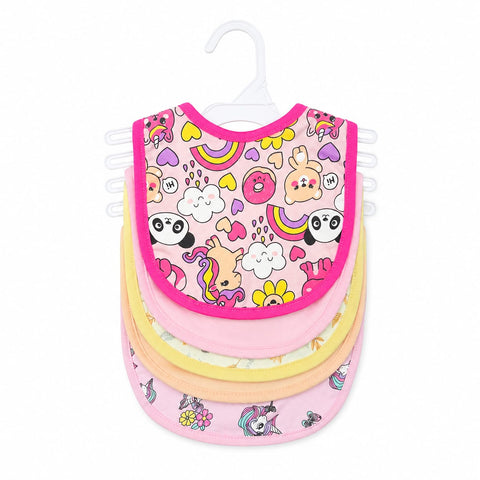 Pack of 5 Infant Bibs - Pink - Rainbow