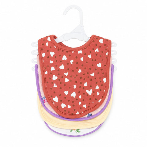 Pack of 5 Infant Bibs - Peach - Hearts