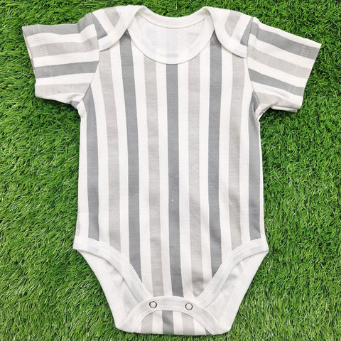 TBS - Pack of 3 - Short Sleeve Bodysuits - Grey - Stripes & Stars