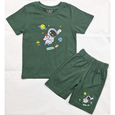 TBS_BRL - T-Shirt & Shorts - Green - Astronaut
