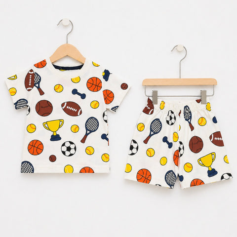 OL - Cotton Jersey - T-Shirt & Short - White - Sports