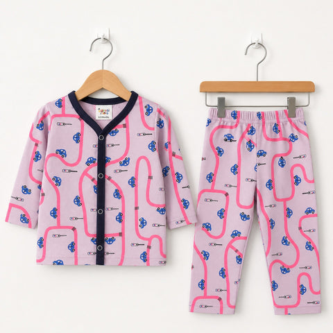 TBS - Cotton Jersey - Night Suit - Light Pink - Cars - 26