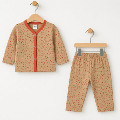 TBS - Cotton Jersey - Night Suit - Orange - Stars & Hearts - 26
