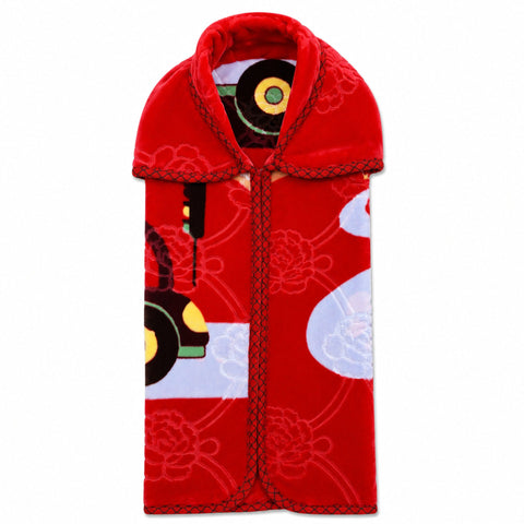 Double Ply Baby Zip Blanket - Red - Car (44*32 Inches)