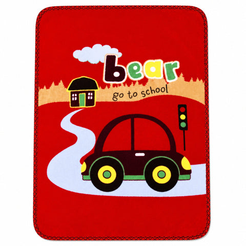 Double Ply Baby Zip Blanket - Red - Car (44*32 Inches)