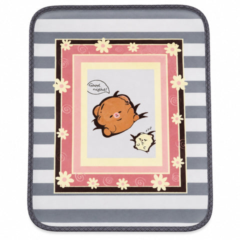 Double Ply Baby Plush Blanket - Grey - Bear (42*33 Inches)