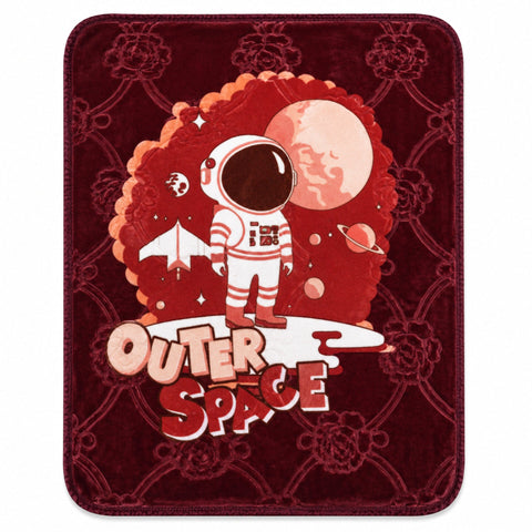Double Ply Baby Plush Blanket - Maroon - Astronaut (42*33 Inches)