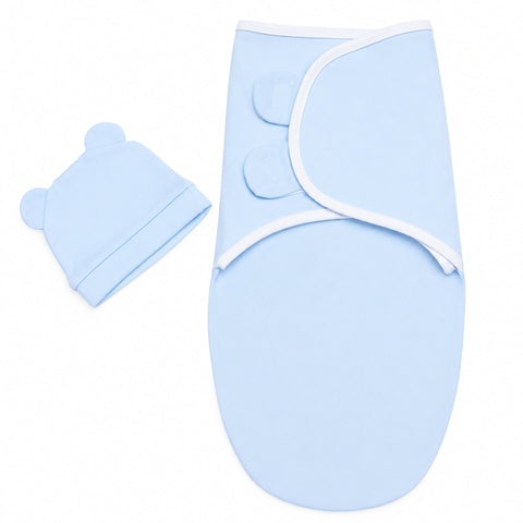 Newborn Swaddle with Cap - Blue