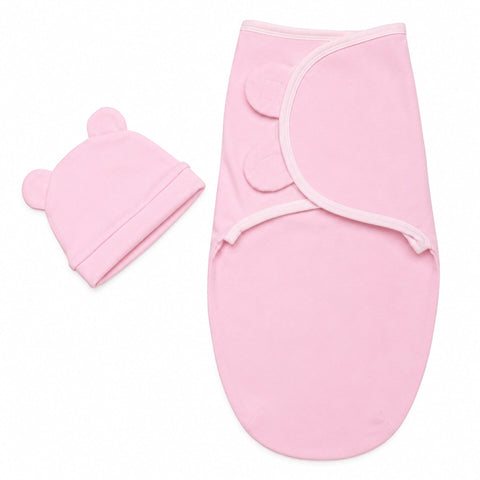 Newborn Swaddle with Cap - Pink