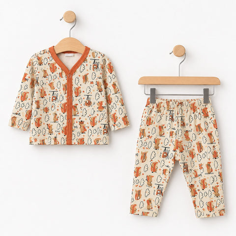 Cotton Jersey Night Suit - Orange - Aeroplane - 26 - TBS
