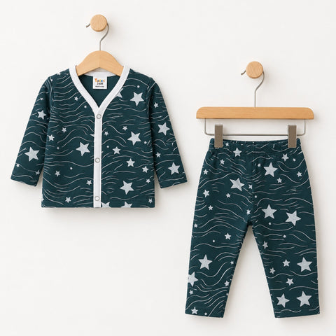 Cotton Jersey Night Suit - White - Star Thread - 26 - TBS