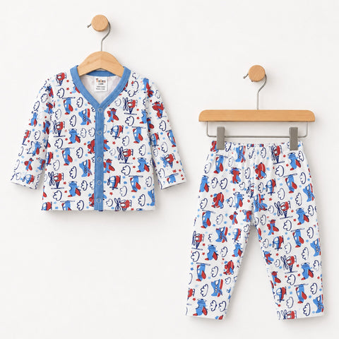 Cotton Jersey Night Suit - Blue - Aeroplane - 26 - TBS