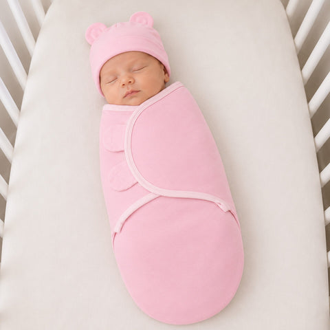 Newborn Swaddle with Cap - Pink