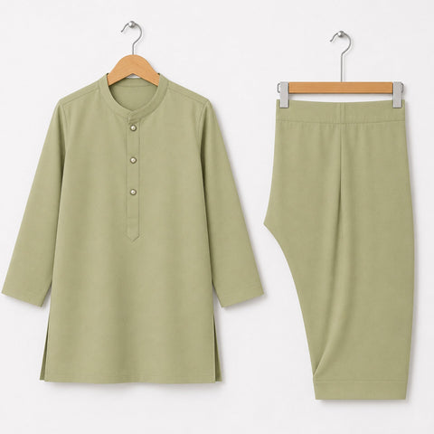 Soft Cotton Kurta Shalwar - Pistachio - LUJ - OLINI