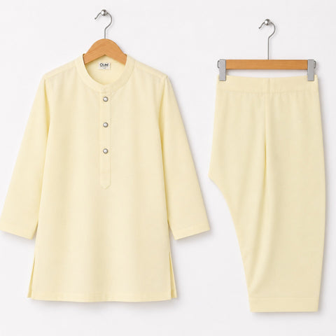 Soft Cotton Kurta Shalwar - Cream - LUJ - OLINI