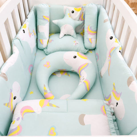 8 Pieces Cot Bedding Set - Sea Green - Unicorn