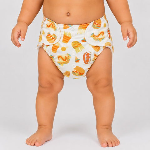 Reuseable Diaper - Orange Characters