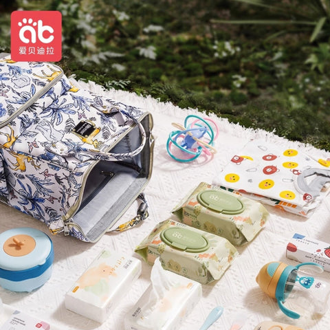 Waterproof Diaper Backpack - Blue - Trees & Deer