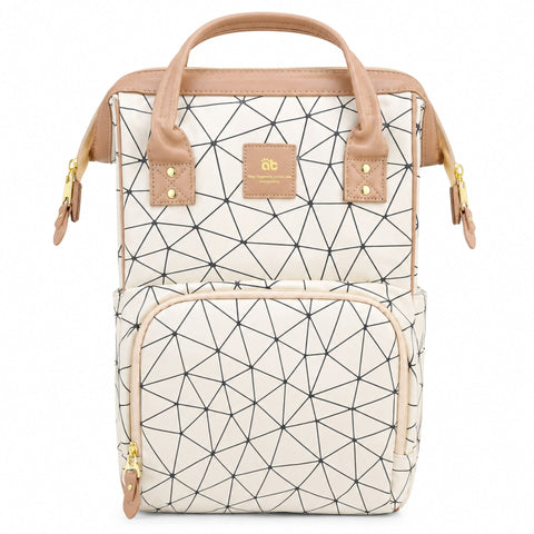 Synthetic Leather Waterproof Diaper Backpack - Champagne