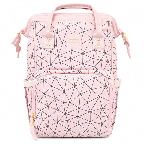 Synthetic Leather Waterproof Diaper Backpack - Pink