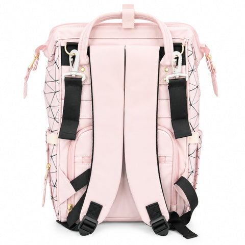 Synthetic Leather Waterproof Diaper Backpack - Pink