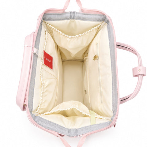 Synthetic Leather Waterproof Diaper Backpack - Pink