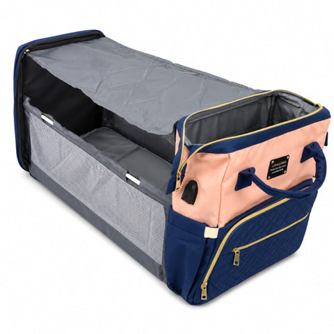 Waterproof Baby Bed & Bag - Blue & Pink - Love Queen