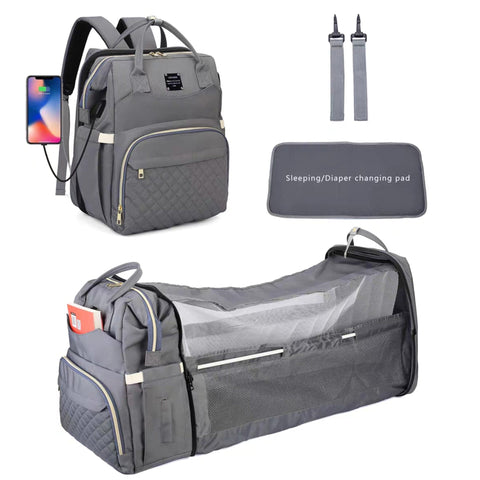 Waterproof Baby Bed & Bag - Grey - Love Queen