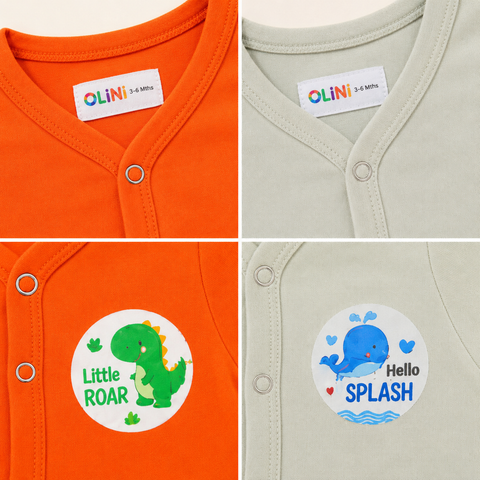 Cotton Jersey Short Leg Rompers - Pack of 2 - Orange & Murmur - NUJ - OLINI
