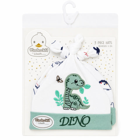 Wonderchild - Pack of 3 Hats - Green  -  Dino