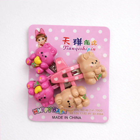 Qishi - Pack of 4 - Character Pins - Brown & Pink - Rabbit