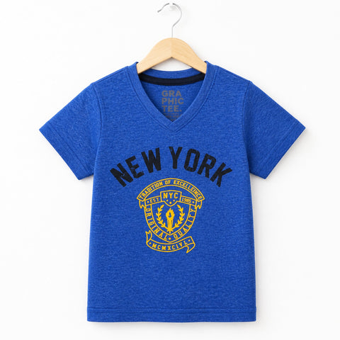 GT - Short Sleeve - V Neck - T-Shirt - Blue - NYC